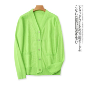 毛衣 百搭V领单排扣长袖 秋冬新款 时尚 口袋毛衣25442 外贸女装 开衫