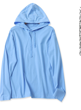 连帽棉T恤 秋季新外贸男女款连帽领套头长袖纯色宽松休闲T恤29974