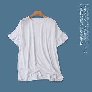 大码亚麻T恤 夏季新款外贸女装韩版宽松圆领短袖弹力套头T恤24753