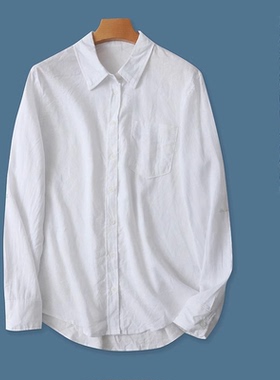 亚麻衬衫 秋季新款外贸女装时尚百搭翻领单排扣长袖显瘦衬衫31763