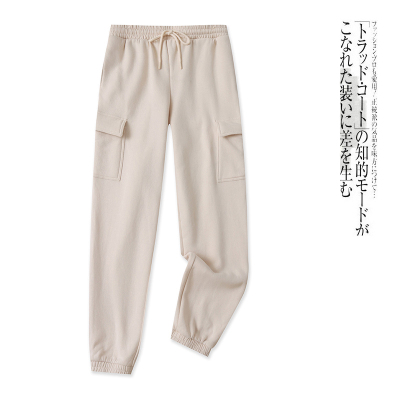 加绒休闲工装裤 秋冬新外贸男女款松紧高腰弹力束口大码卫裤29405