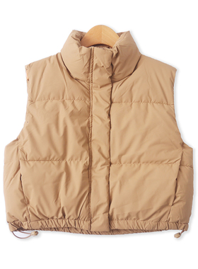 棉马甲  冬季新款外贸女装简约百搭立领拉链摁扣三防棉背心33095