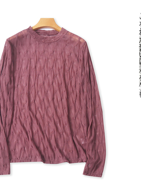 蕾丝打底衫  春秋新款外贸女装时尚半高领套头长袖弹力大码30905