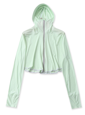 凉感轻薄防晒衣 夏新女遮阳帽拉链长袖防紫外线透气防晒上衣34110