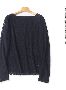 蕾丝衫 春秋新款外贸女装时尚修身圆领套头长袖内搭外穿上衣30523