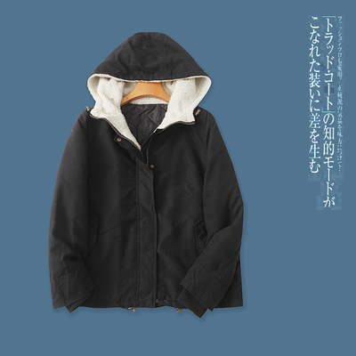 日单棉衣  冬季新款外贸女装时尚休闲连帽拉链摁扣长袖棉服30224