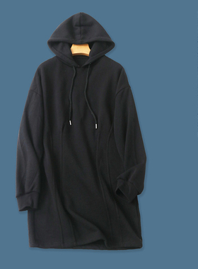 中长款薄绒卫衣 春秋新外贸女装时尚百搭连帽领套头长袖外套27210