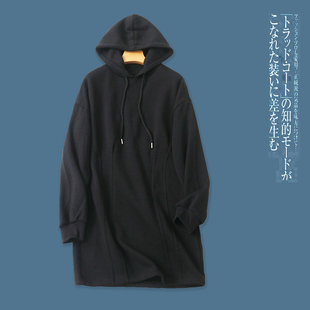 中长款薄绒卫衣 春秋新外贸女装时尚百搭连帽领套头长袖外套27210