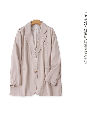 西装外套 春秋新外贸女装休闲西装领两粒扣长袖口袋大码上衣27341