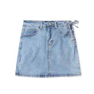 外贸女装 新款 自然腰拉链纽扣防走光半身裙32950 夏季 牛仔短半裙