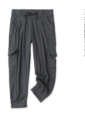 薄绒九分哈伦裤 秋季新款外贸女装松紧腰口袋弹力大码休闲裤27544