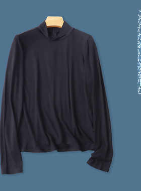 半高领打底T恤  春新外贸女装百搭后拉链套头长袖内搭外穿31413