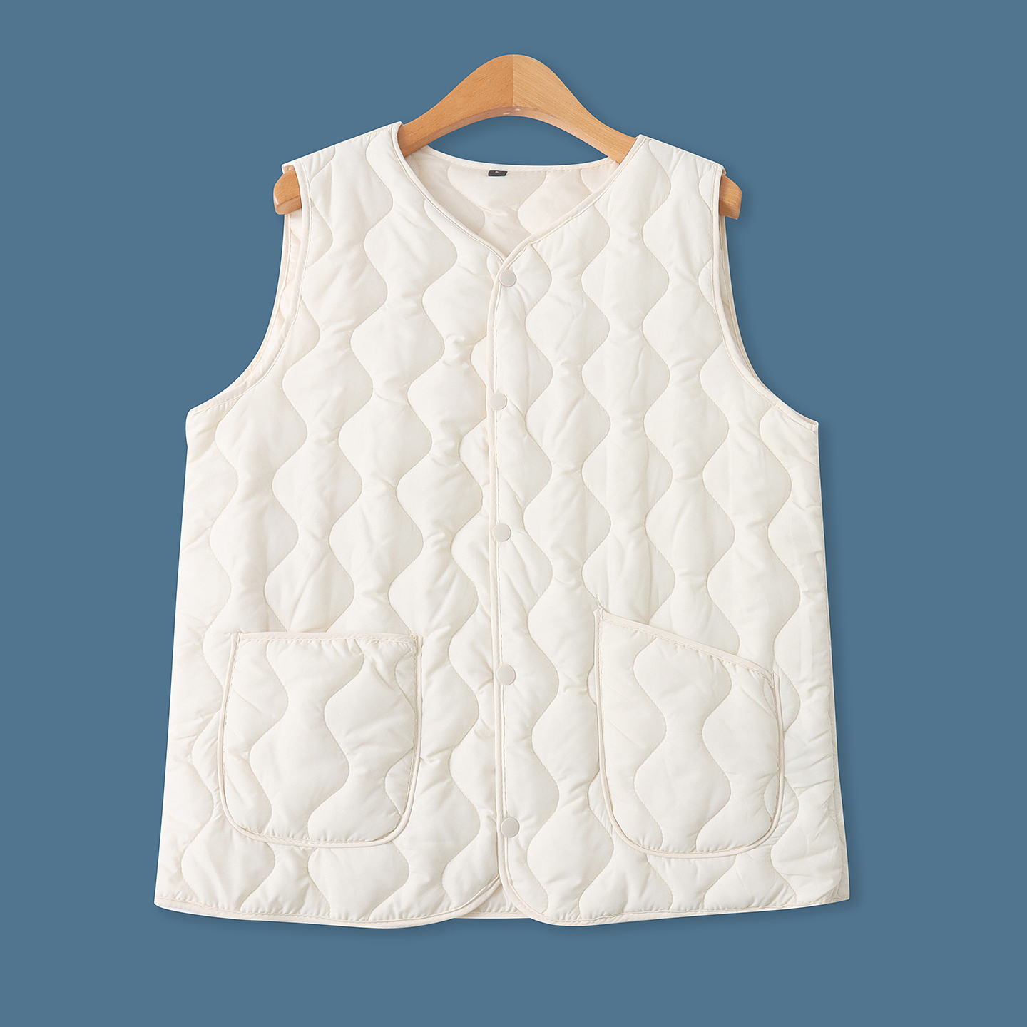 薄棉马甲 男女同款  秋冬新款简约V领单排扣双口袋内搭外穿33063