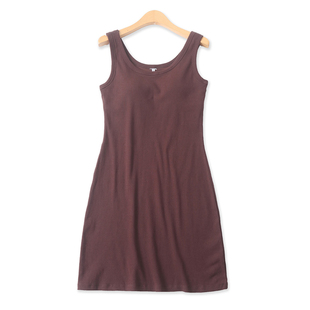 外贸女圆领套头带胸垫内搭外穿33597 新款 螺纹棉包臀背心裙 夏季