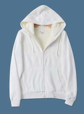 羊羔绒加厚卫衣  冬季新款外贸女连帽领长袖双口袋休闲外套33158