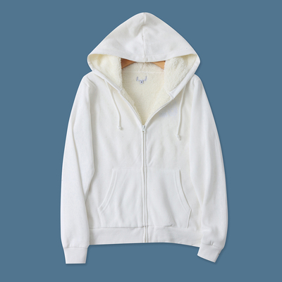 羊羔绒加厚卫衣  冬季新款外贸女连帽领长袖双口袋休闲外套33158