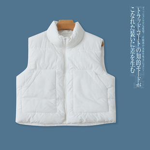 棉马甲 时尚 冬季 外贸女装 立领拉链纯色保暖背心马甲27374 新款 短款