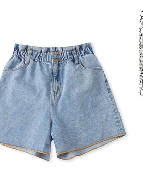 牛仔短裤 夏季新款外贸女装时尚自然腰拉链纽扣阔腿休闲短裤29740