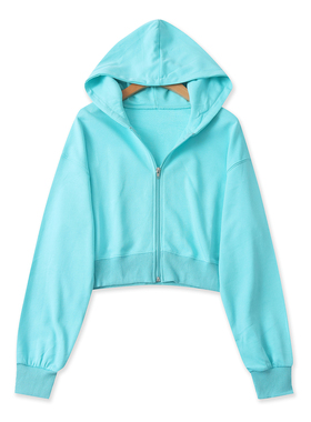 毛圈棉卫衣  春秋新款女装简约百搭连帽领拉链长袖开衫外套33133