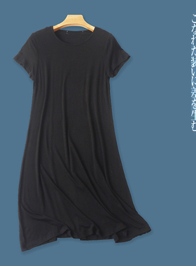 T恤连衣裙  夏季新款外贸女装圆领套头短袖纯色弹力薄款短裙29076