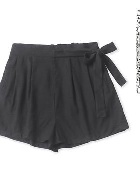 阔腿短裤 夏新款外贸女装韩版宽松百搭系带半松紧腰阔腿短裤30480