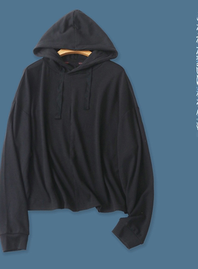 大码连帽T恤  春秋新外贸女装时尚休闲套头长袖纯色弹力上衣28885