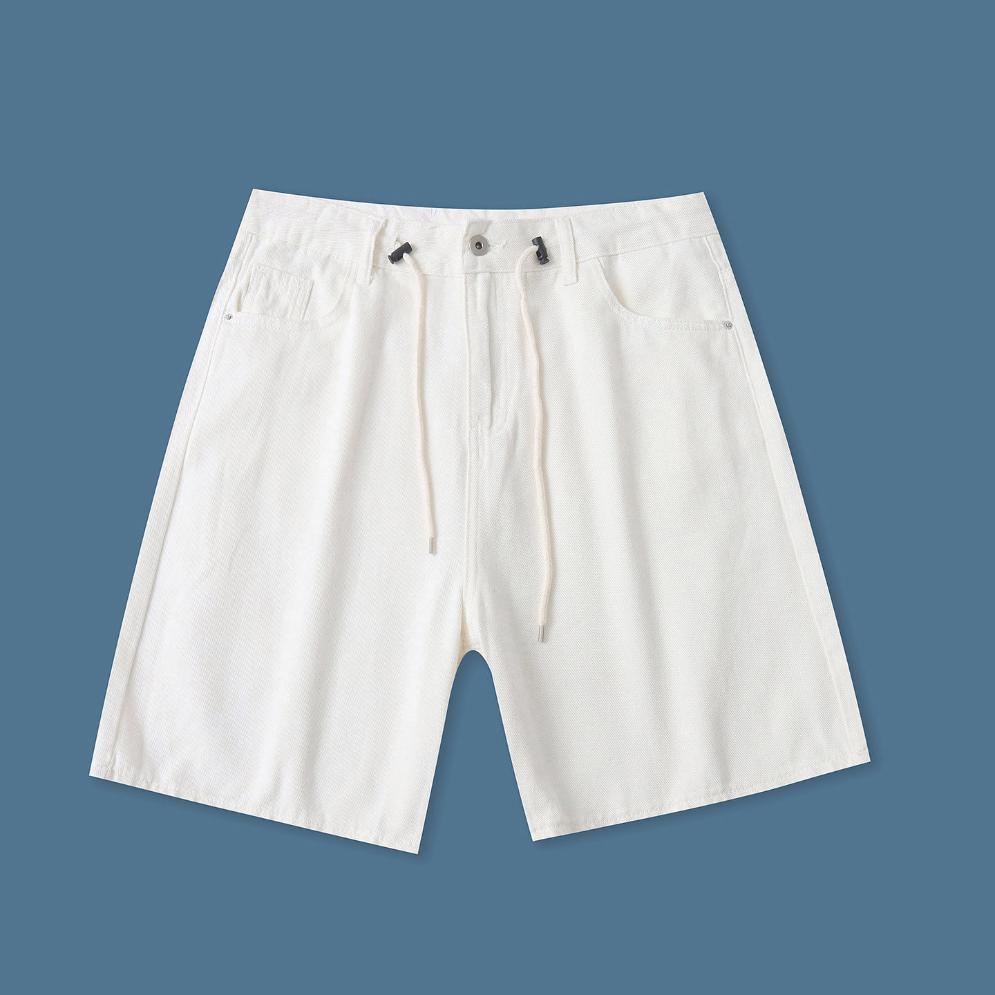 牛仔棉短裤  夏季新款女装时尚青春高腰拉链纽扣阔腿五分裤33382