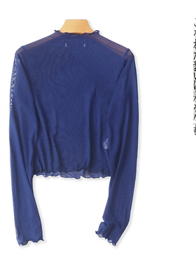 亮丝蕾丝衫 春秋新款外贸女装时尚立领套头长袖短款内搭外穿31018