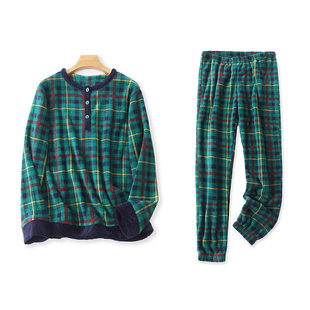 长裤 秋冬新外贸女印花格子圆领套头上衣 26294 分开售 家居服套装