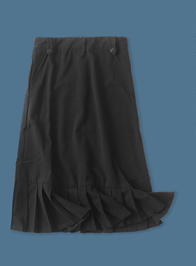 半身裙  夏秋新外贸女装时尚修身自然腰拉链百褶拼接半身裙26224