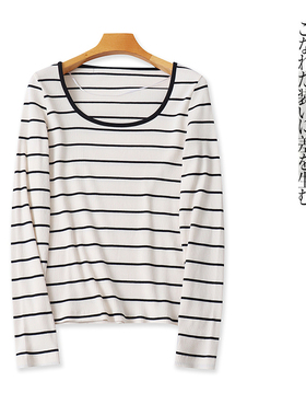 针织打底T恤  秋季新外贸女装简约百搭圆领套头长袖内搭外穿31471