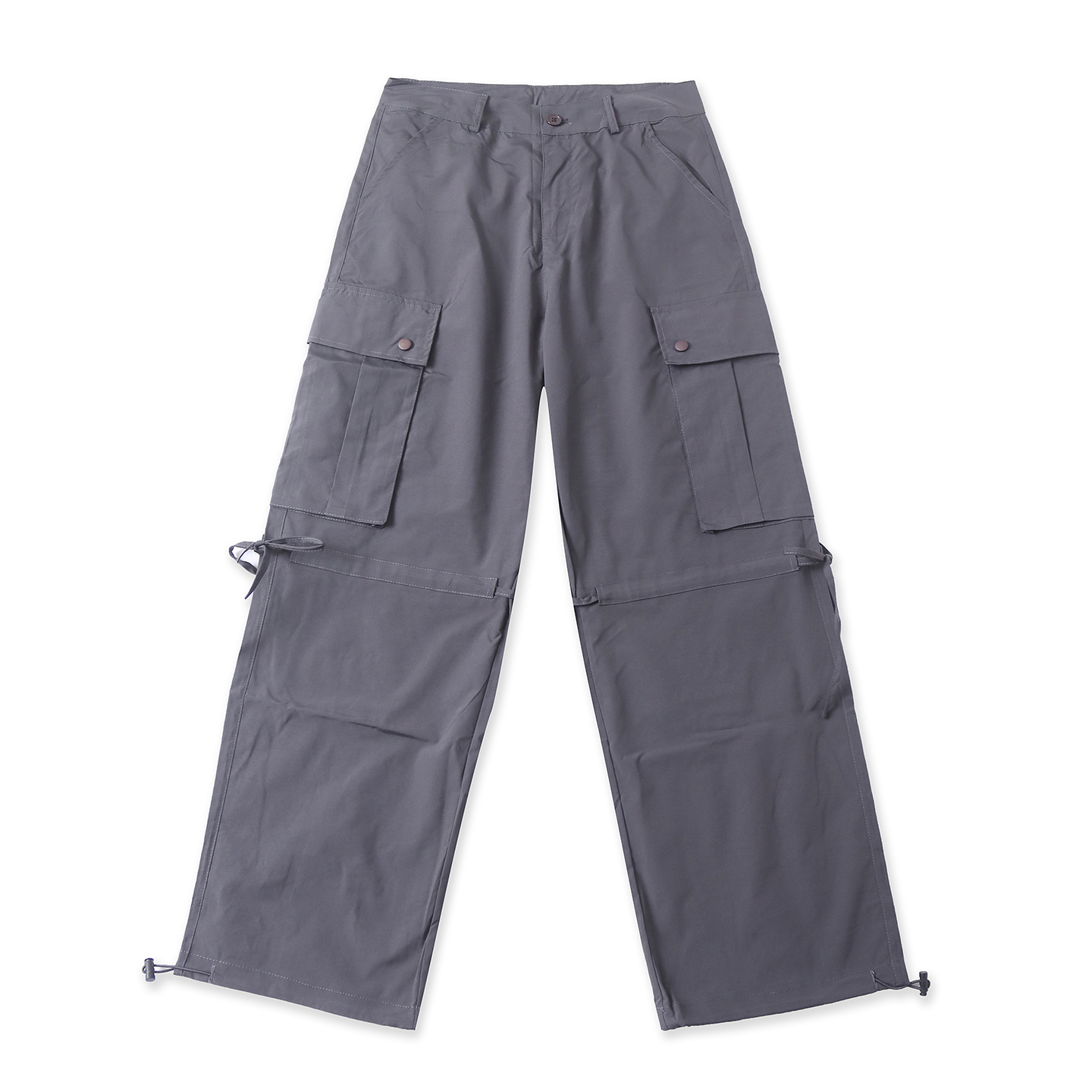 工装阔腿裤 春秋新款女装高腰拉链纽扣多口袋可束口休闲长裤32955