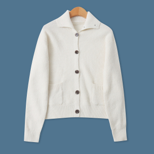 简约百搭翻领单排扣长袖 女装 双口袋毛衣33395 春秋新款 高弹力毛衣