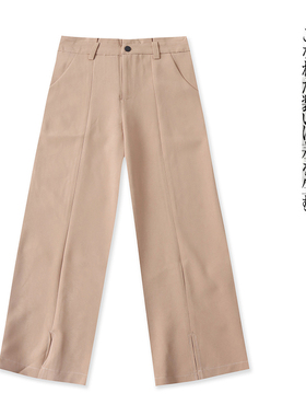 九分阔腿裤  春秋新款女装时尚宽松高腰拉链纽扣开叉阔腿裤30992