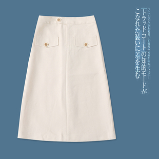 半身裙 春夏新款女装时尚减龄自然腰拉链纽扣显瘦开叉一步裙31382