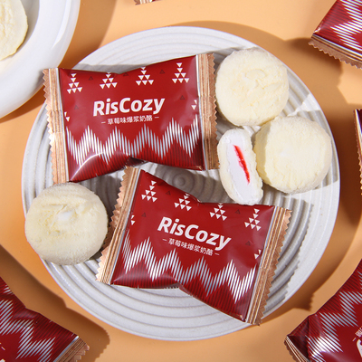 英国RisCozy瑞可滋草莓味爆浆奶酪夹心棉花糖喜糖散装结婚礼糖果