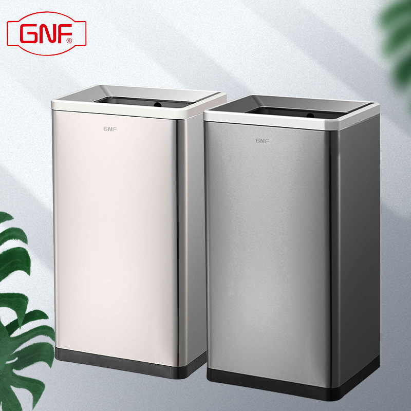 GNF 50升方形无盖垃圾桶不锈钢大号大容量大型室内商用商场电梯口