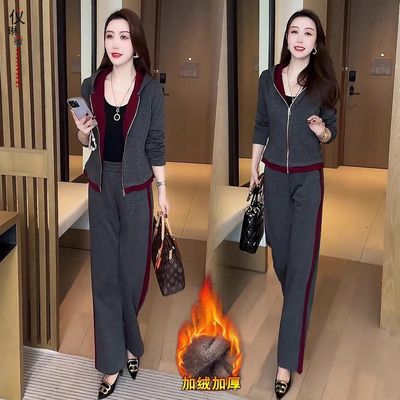 小个子加绒加厚运动套装女冬季