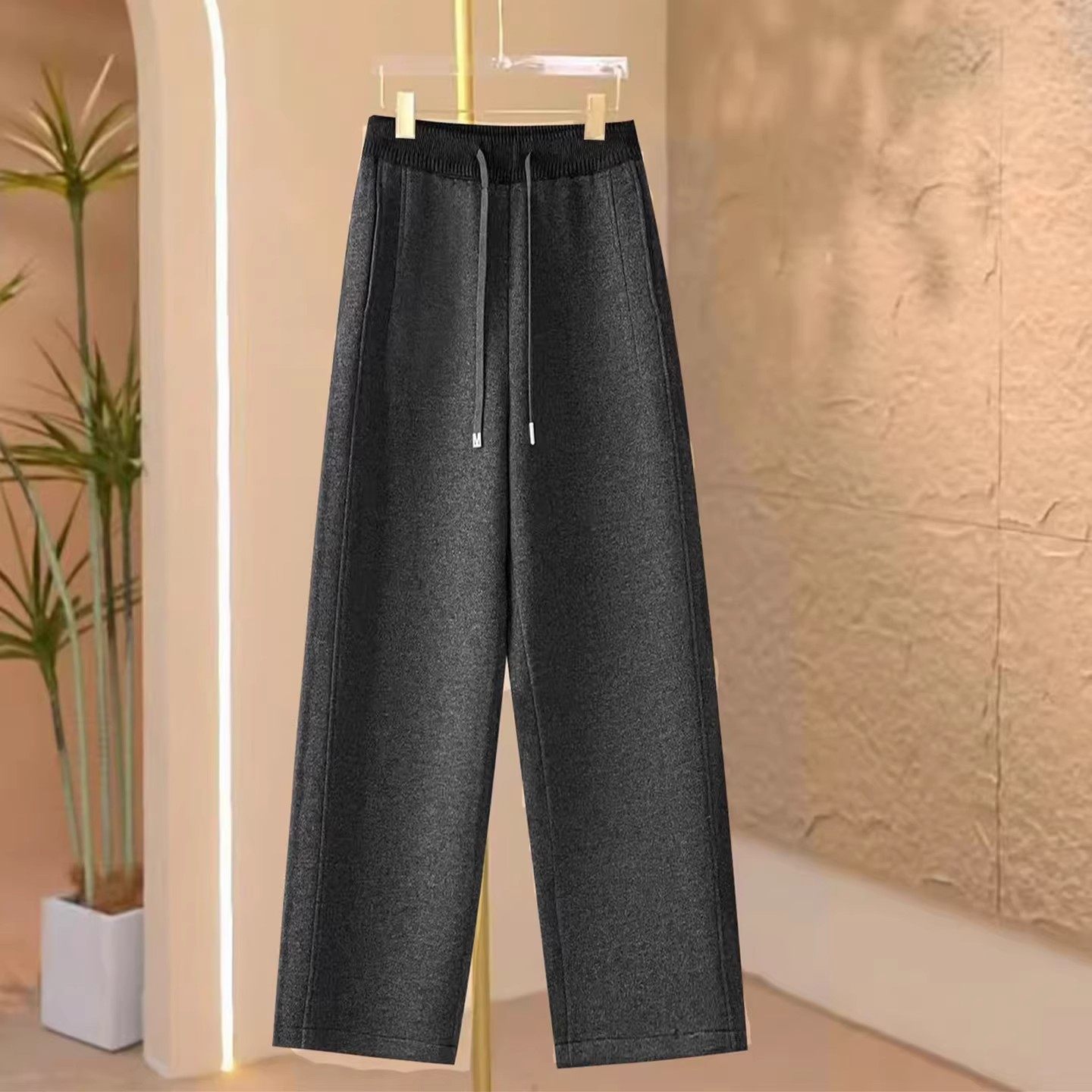 一条过冬加绒裤子女阔腿裤2025新款高腰宽松窄版直筒裤休闲羊绒裤,女装/女士精品,休闲裤,淘宝优惠券,粉丝福利购,淘宝优惠卷