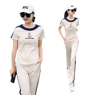 夏天休闲运动套装女时尚减龄2025年新款短袖T恤阔腿裤显瘦两件套