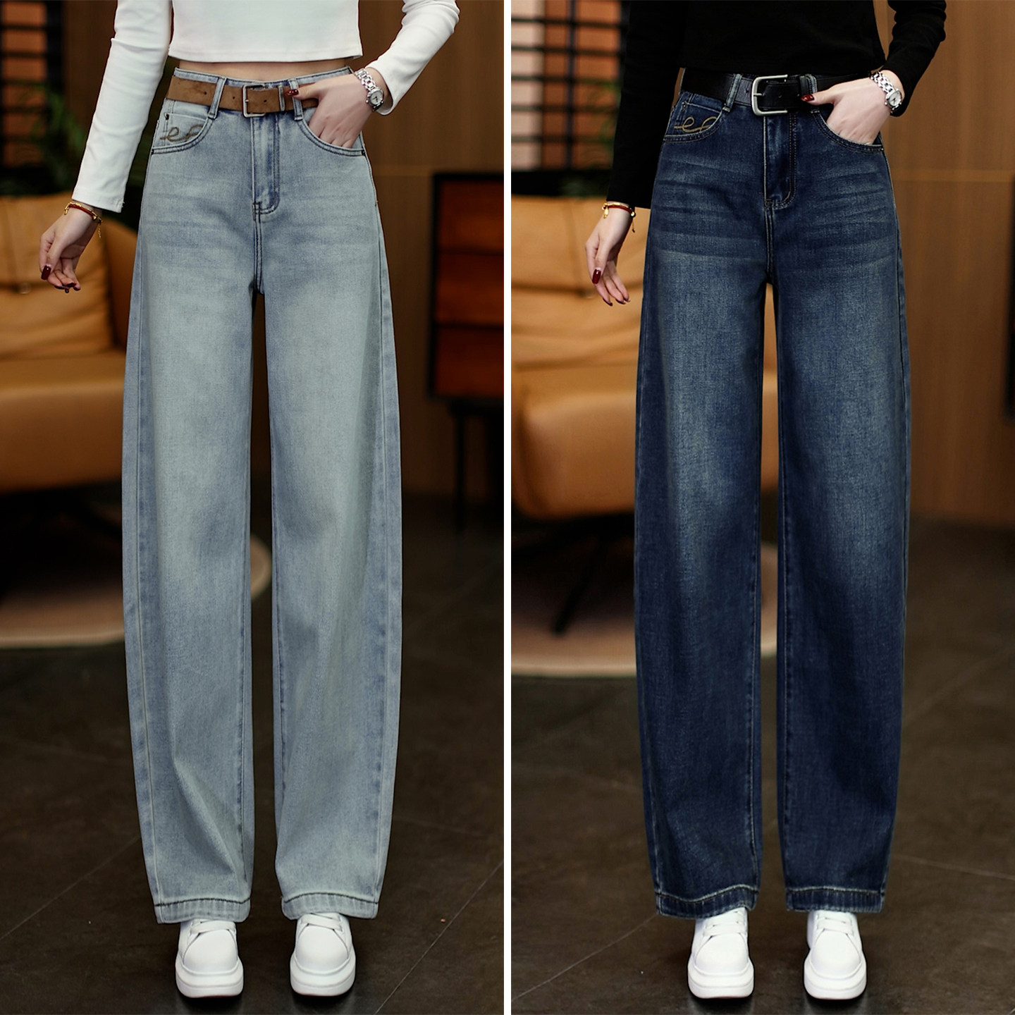 小个子弯刀牛仔裤女春秋2026新款今年流行爆款高腰显瘦窄版阔腿裤,女装/女士精品,牛仔裤,淘宝优惠券,粉丝福利购,淘宝优惠卷