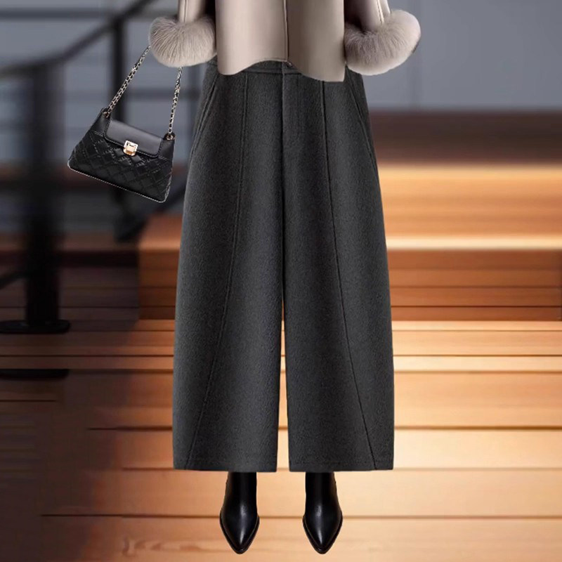 八分毛呢弯刀裤女秋冬加厚