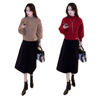 红色毛衣女秋冬季2025今年流行新款洋气减龄纯色套头宽松针织上衣