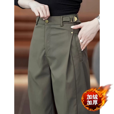 加绒加厚工装裤女秋冬季