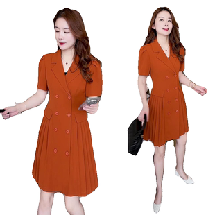 短袖西装连衣裙女夏季2026新款小个子中长款时尚气质修身职业裙子