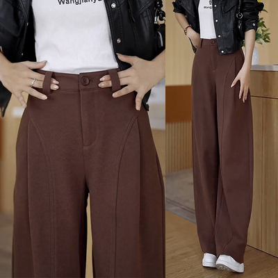 毛呢阔腿裤女秋冬季宽松显瘦