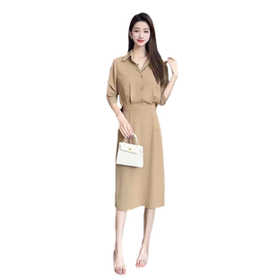 网红爆款连衣裙女春夏气质减龄2026新款高端精致收腰显瘦纯色裙子