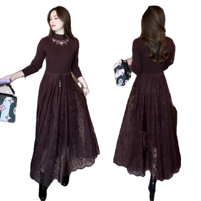 长款针织连衣裙女秋冬季