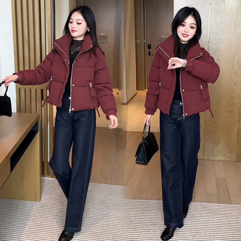 短款羽绒棉服女冬天立领