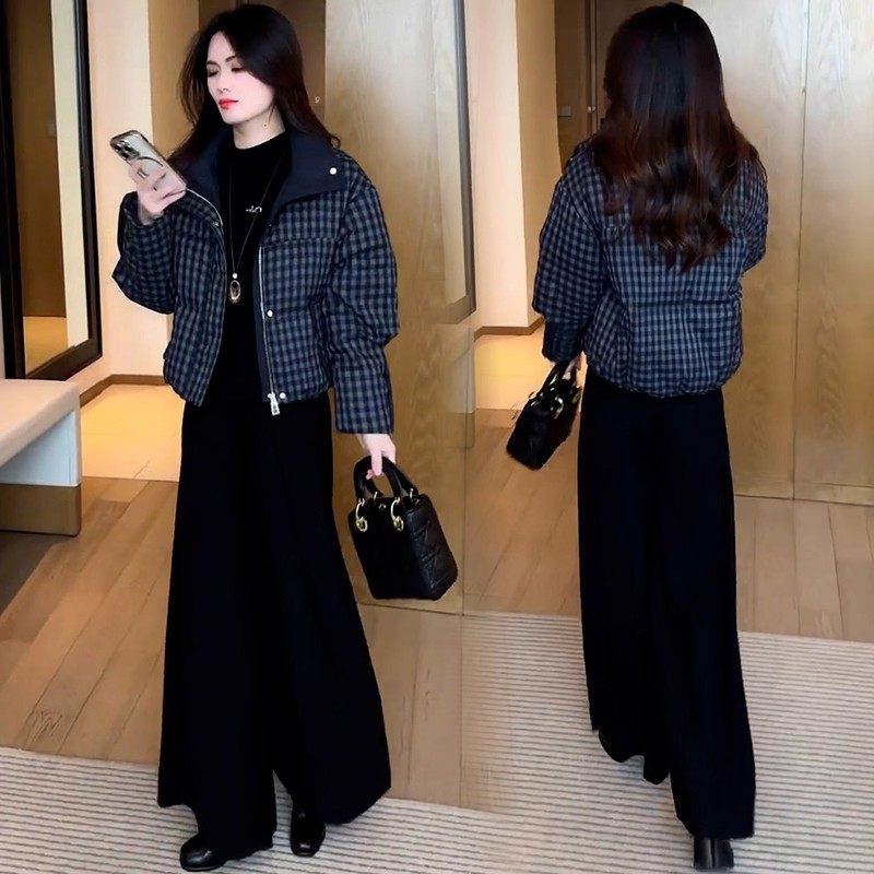 短款格纹羽绒棉服女士冬季2025新款小个子立领加厚保暖面包服外套,女装/女士精品,棉衣/棉服,淘宝优惠券,粉丝福利购,淘宝优惠卷